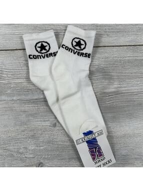 VTG Converse All Star Socks 10-13 White Ankle Acrylic Nylon 80s Union Made NWT